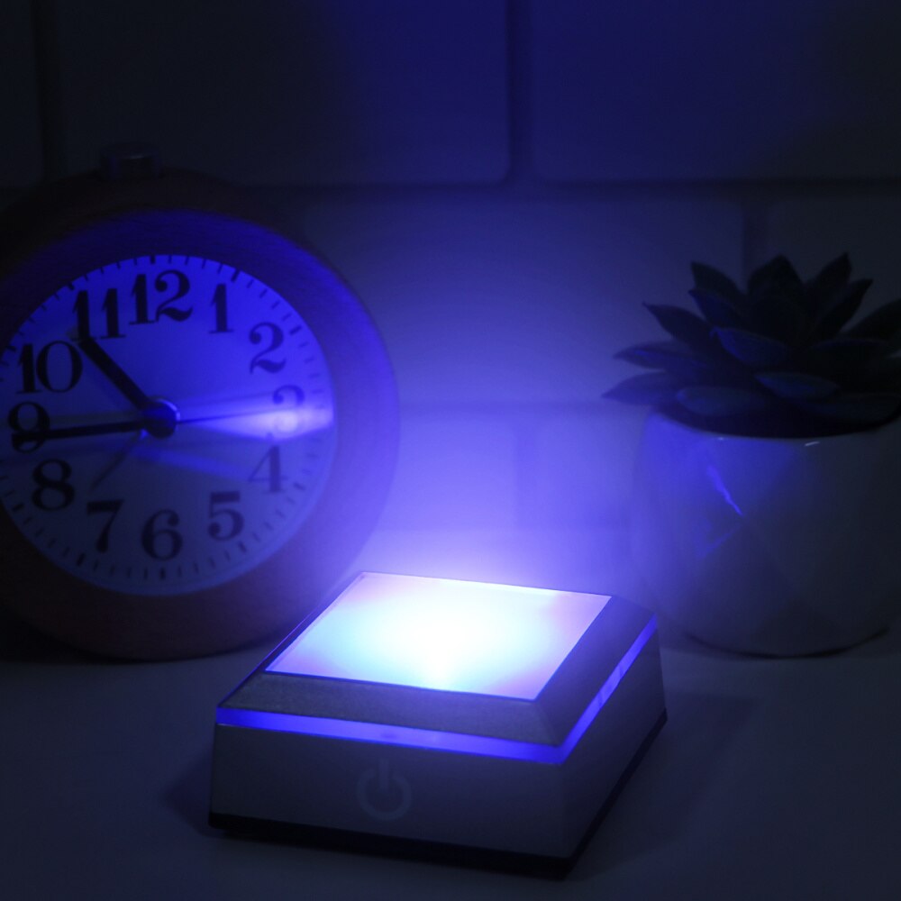 LEDMOMO-expositor de Base de Luz LED con Interruptor táctil sensible, luces de colores, soporte cuadrado de cristal, 1 ud.