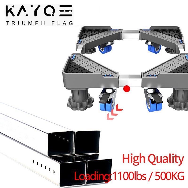 Universal Mobile fridge stand for washing machine Holder 4 Strong Feet Mobile refrigerator Base with Brake Wheel Loading 500kg