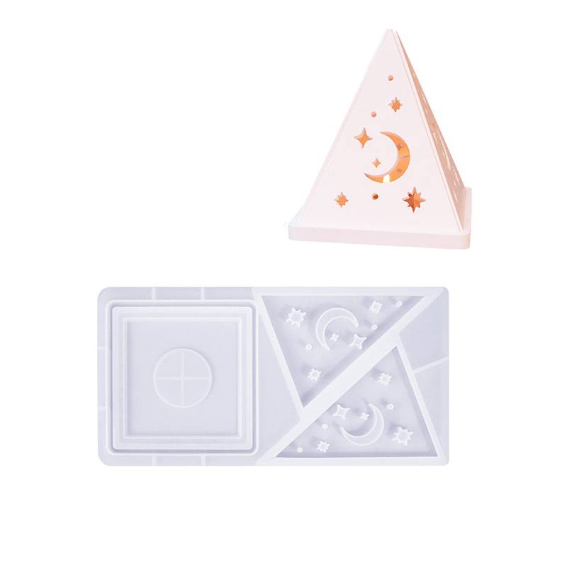 Piramide Sneeuwvlok Sterrenhemel Liefde Huis Kandelaar Siliconen Mal DIY Gips Epoxyhars Gietvorm Woondecoratie Ornamenten ﻿: Licht Groen
