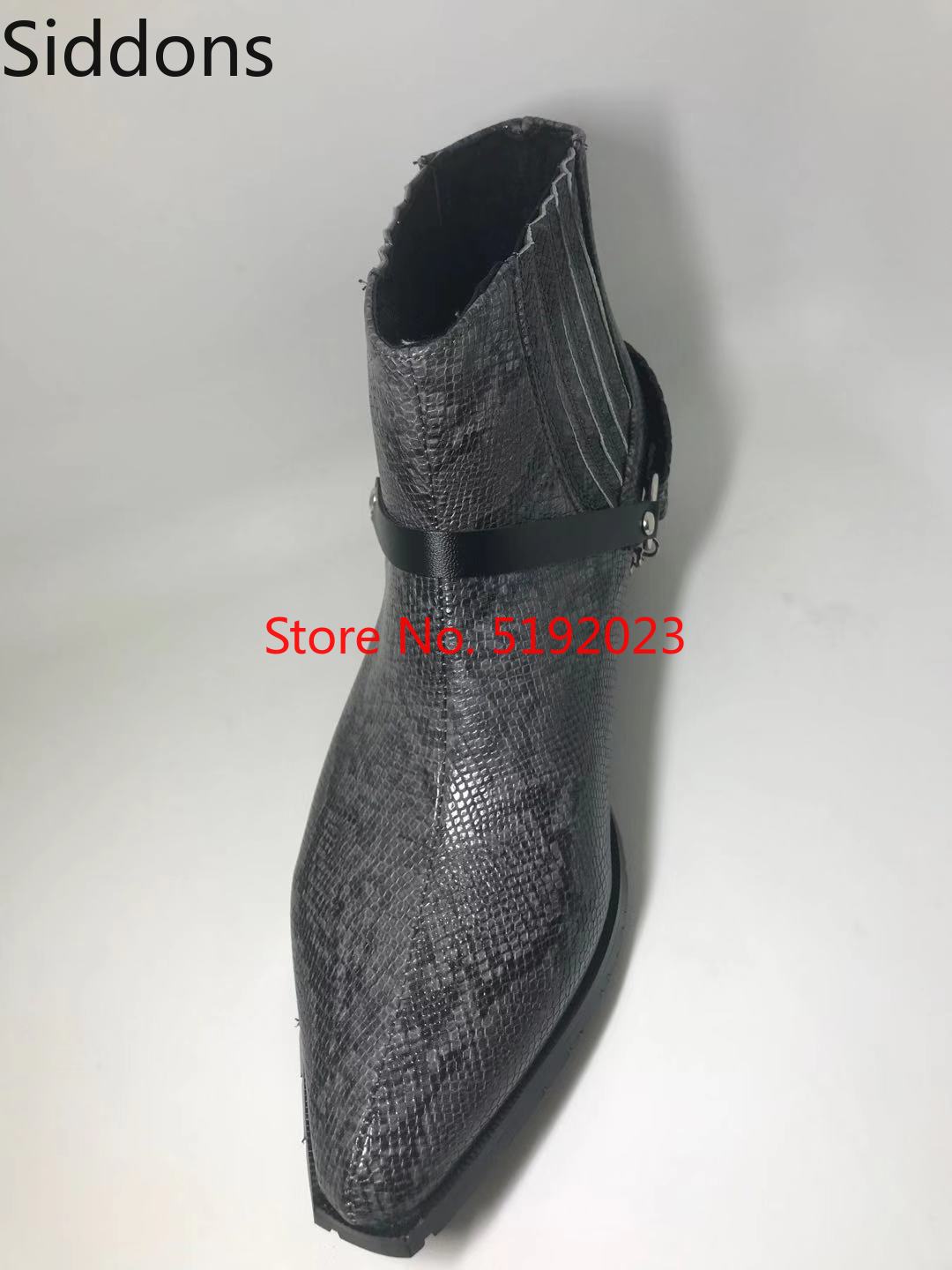 Hiver bout pointu Matin chaussure haute cheville à lacets bottes pour hommes sans lacet chaîne Zapatos De Hombre chaussures hommes D47