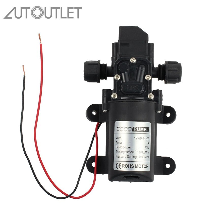 AUTOUTLET Water Pump DC 12V High Pressure for Micro Diaphragm Automatic Switch 6L/min For Marine Yachting Boat Caravan Vehicle