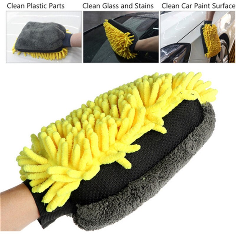 Bilrengøring tørrehandsker ultrafine fibre chenille mikrofiber vinduesvaskeværktøj hjem rengøring bilvask handske auto tilbehør