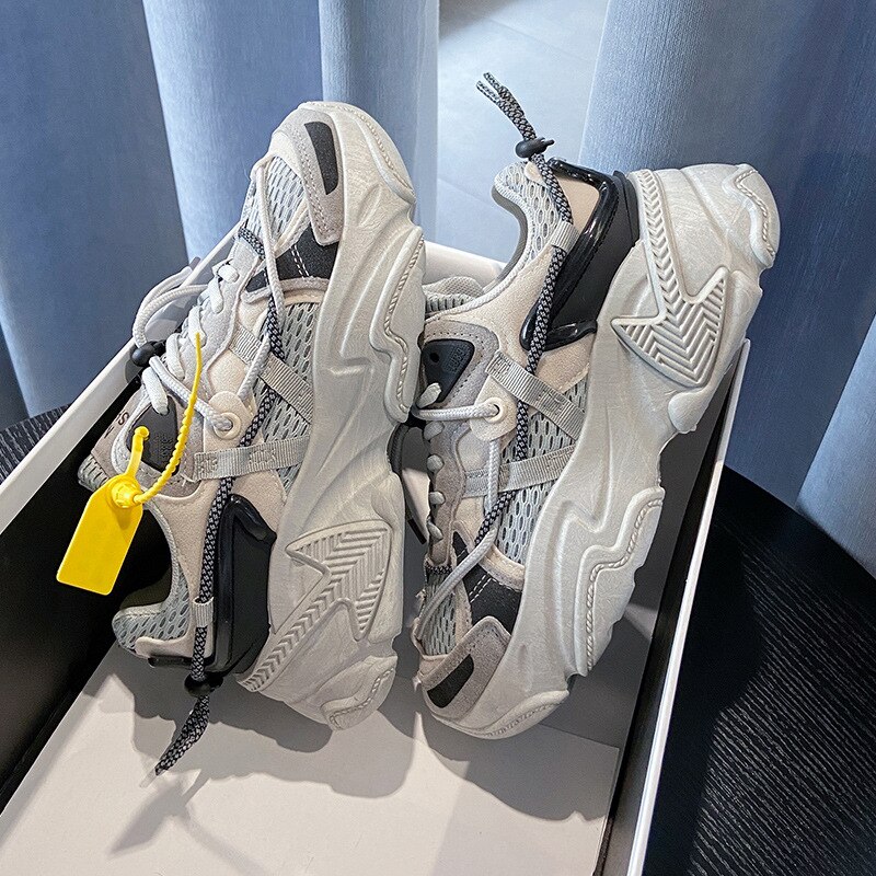 printemps grosses baskets femmes plate-forme Chaussures Basket Femme vulcaniser Chaussures femmes Chaussures décontractées Chaussures Femme: Gray / 40