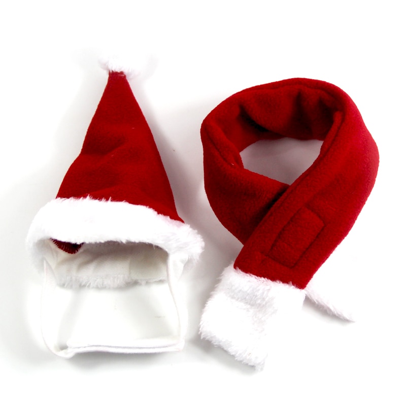 Gorro de perro de Gato, bufanda roja, disfraz de Navidad, disfraz de animales pequeños, conjunto de ropa para mascotas, navidad