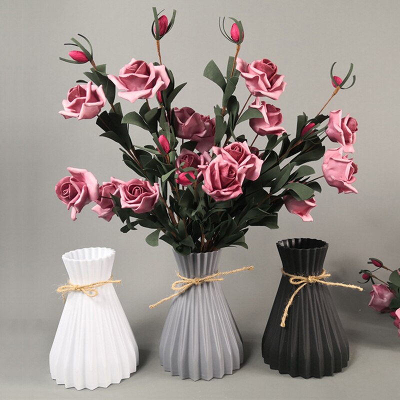 Flower Vase White Imitation Ceramic Flower Pot Decoration Home Plastic Vase Table Decoration Vase