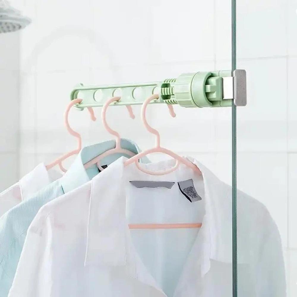 Puerta de ventana de interior, colgador de ropa con 5 agujeros, perchero colgante, estante multifuncional para ventana, tendedero para secar ropa: green
