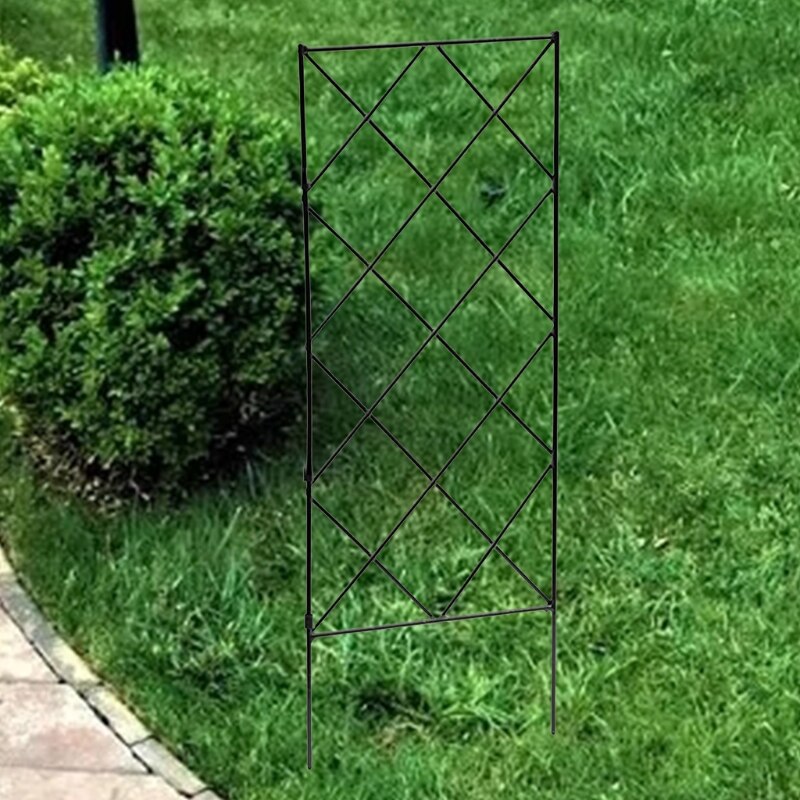 Garden Plants Vines Climbing Trellis Black Metal Wire Lattice Grid Trellis Panels Decorative Fences Flower Support Frame for Vin
