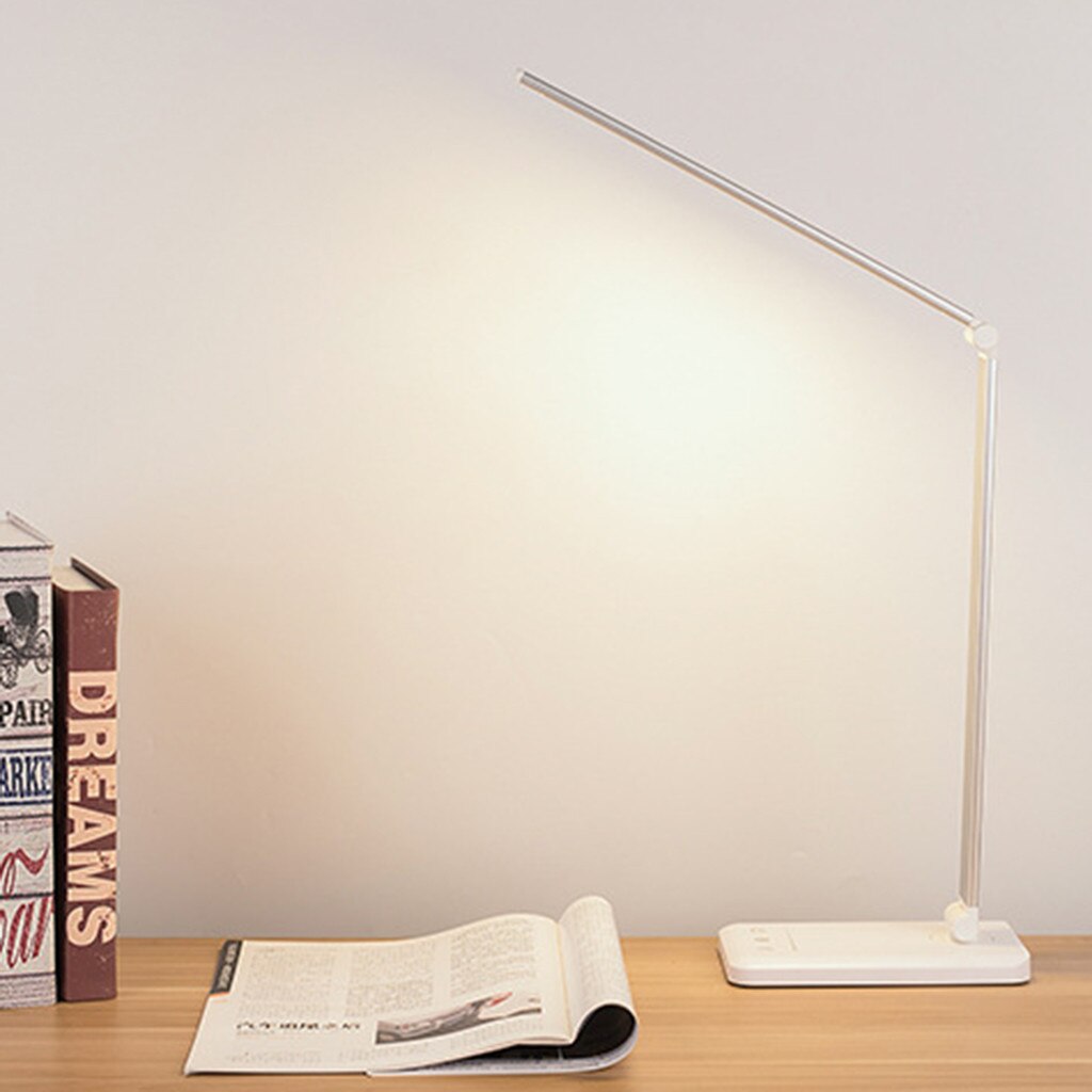 Dimmable LED Desk Lamp, Eye-caring Table Lamps, Dimmable Office Lamp with USB Charging Port, 5 Lighting Modes with 5 Brightness: White
