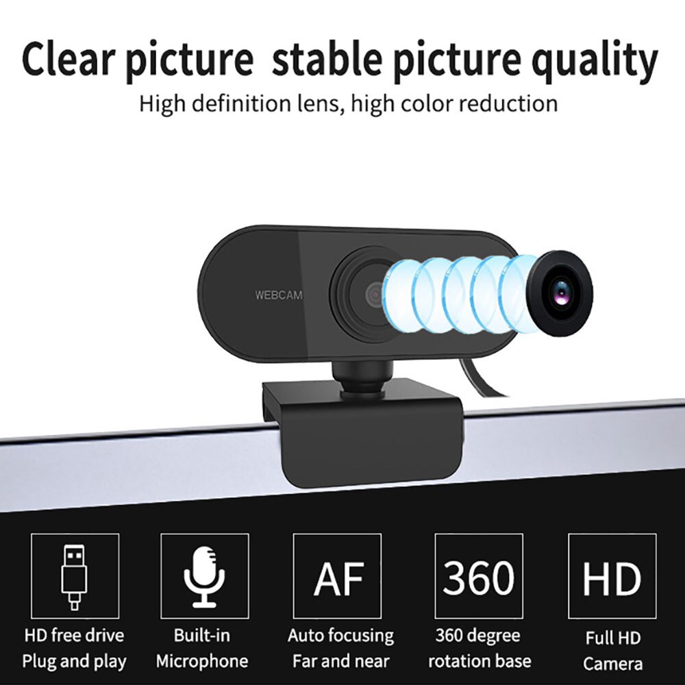 Tishric Usb Webcam 1080P Pc Web Camera Met Microfoon Usb Camera Voor Computer Webcamera Flexibele 2M Pixel Volledige hd Video Webcam