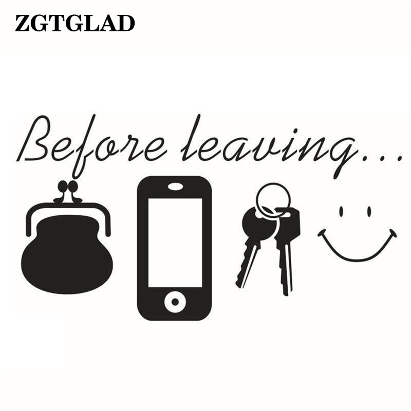 1 Set Before Leaving Reminder Quotes Wall Stickers Bedroom Living Room Door wall Decor for Daily Poster Mural