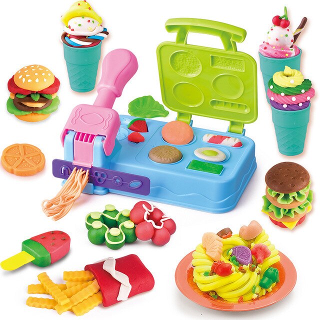 Diy nudelmaskine 3d clor blød ler legedeg sikker ikke-giftig hamburger maskine modellering lerdej håndlavet legetøj til børn: Default Title