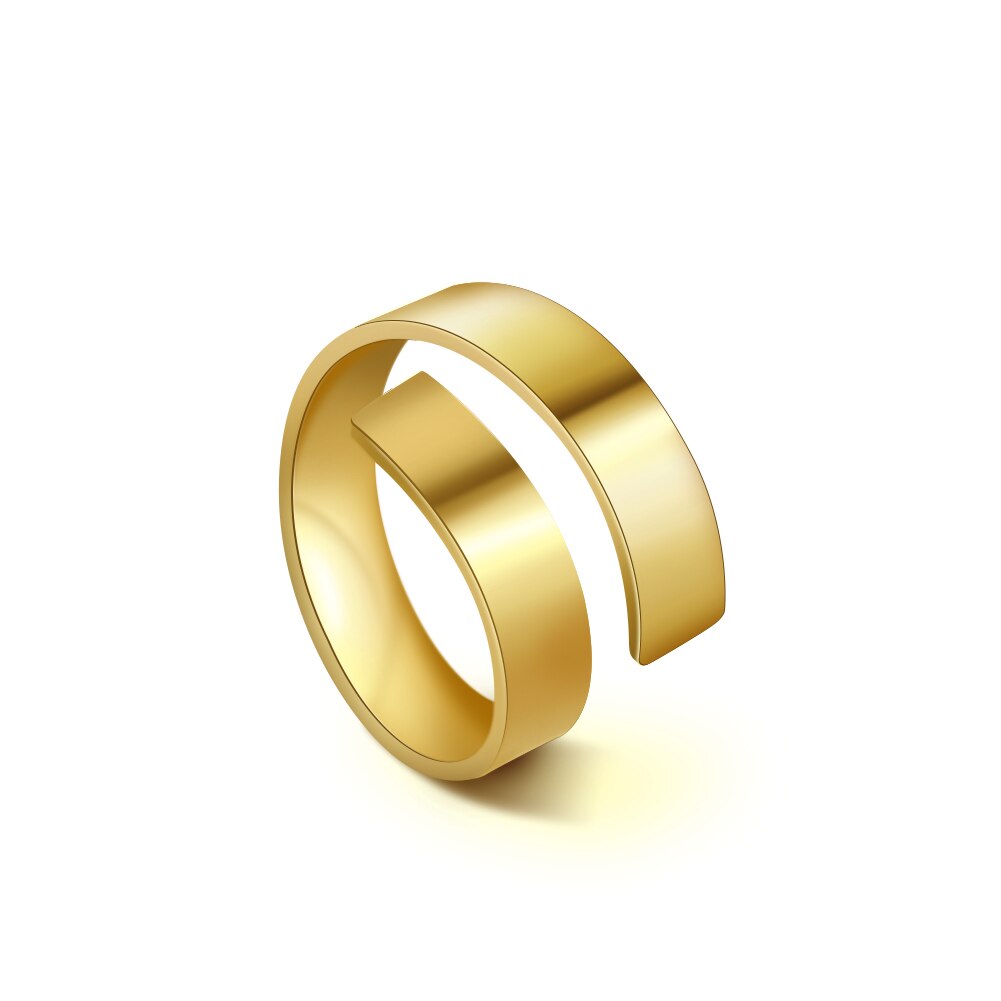 Unift regolabile in acciaio inossidabile aperto lucidato anello a spirale per le donne stile semplice gioielli di moda accessori minimalisti regali: Gold