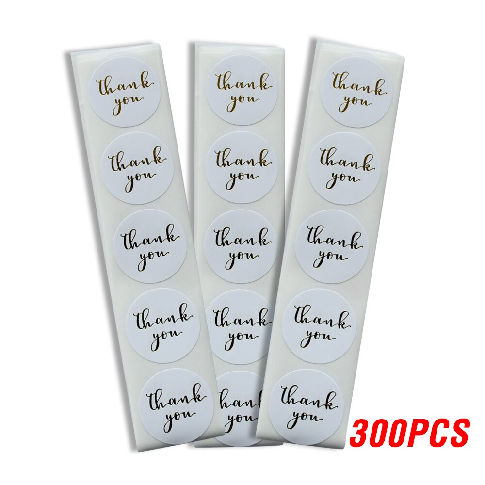 100-500pcs Gold Foil Thank You Stickers For Seal Labels 1 Inch Packaging Stickers Birthday Party Offer Stationery Sticker: YH86-300pcs