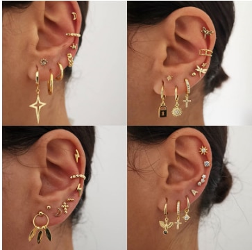 Goud Kleine Leuke Oorringen Voor Vrouwen Crystal Ear Ring Vintage Geometrische Ronde Cirkel Earring Set Brincos Mode-sieraden