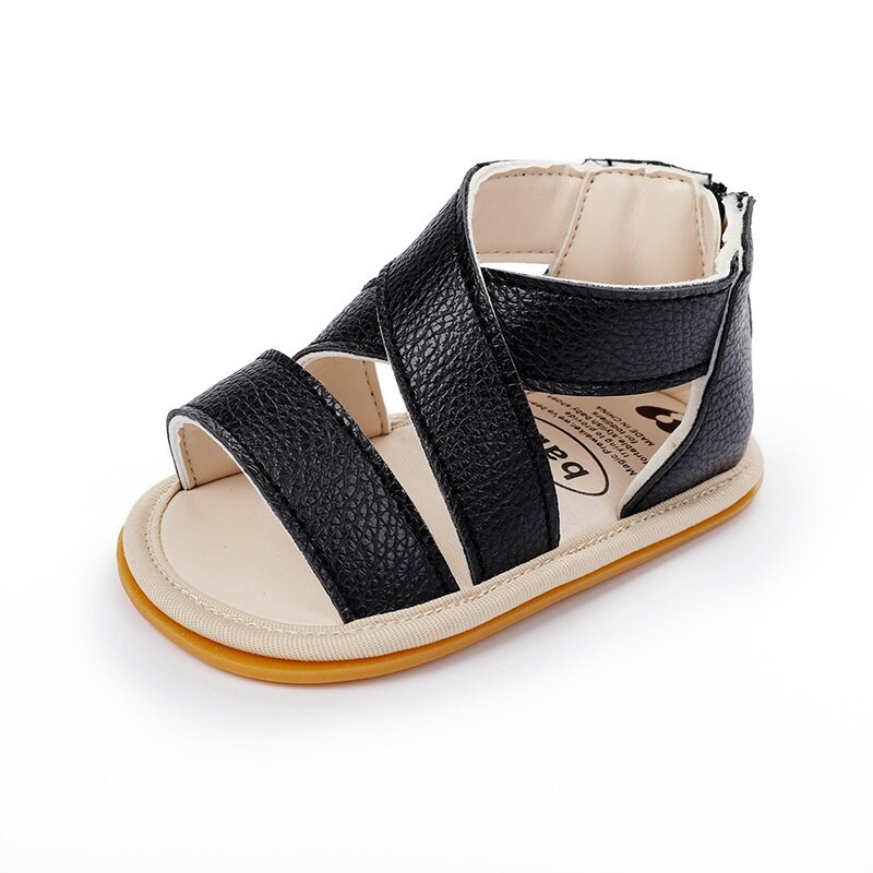 Sandales d'été antidérapantes pour bébés, garçons et filles, chaussures pour enfants, pantoufles à semelles en caoutchouc, de 0 à 18 mois: Black / 0-6 mois