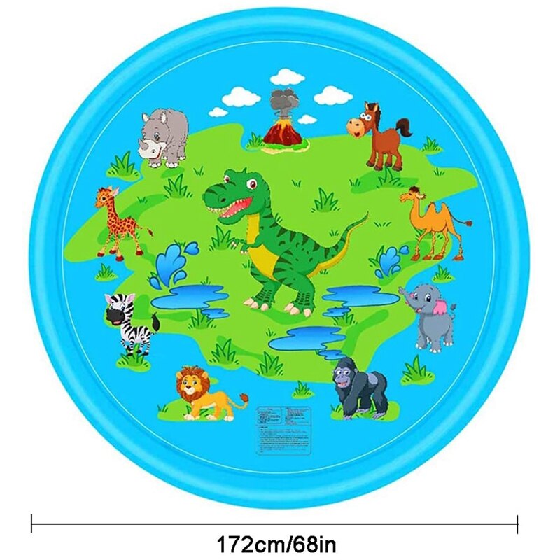 Wzór dinozaura woda rozpylać Podkładka woda dla dzieci bawić się Podkładka zraszacz basen, trawnik ogród bawić się Podkładka, 172cm / 68 cali