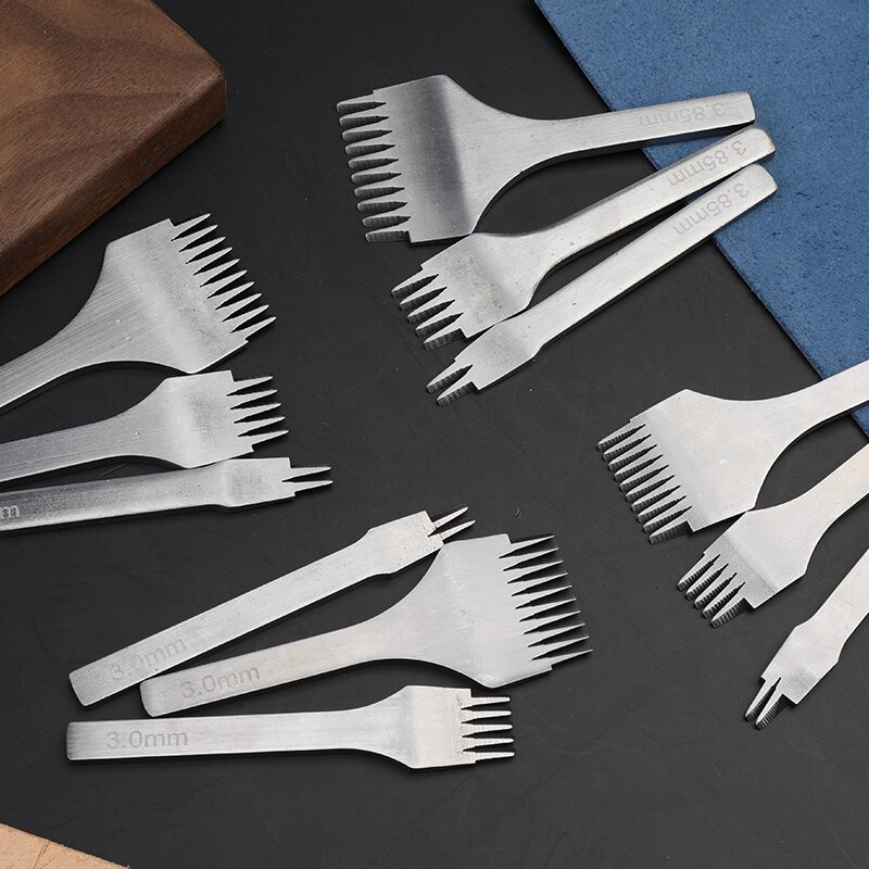 4mm Lederlochstanzer Set - 1/2/4/6 Zinken Metall Werkzeuge Für Lederhandwerk