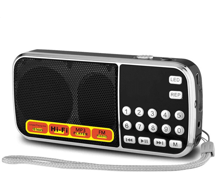 Card Radio For The Elderly L-088 Multifunctional Mini Portable Radio Support Radio/USB/TF Card/AUX/Headphone: black