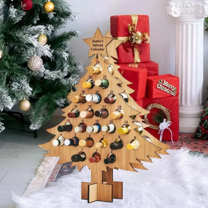 Christmas Tree Wooden Wine Rack Craft Decoration Christmas Wooden Ornaments Party Fun Beer Storage Rack Wine Bottle Holder