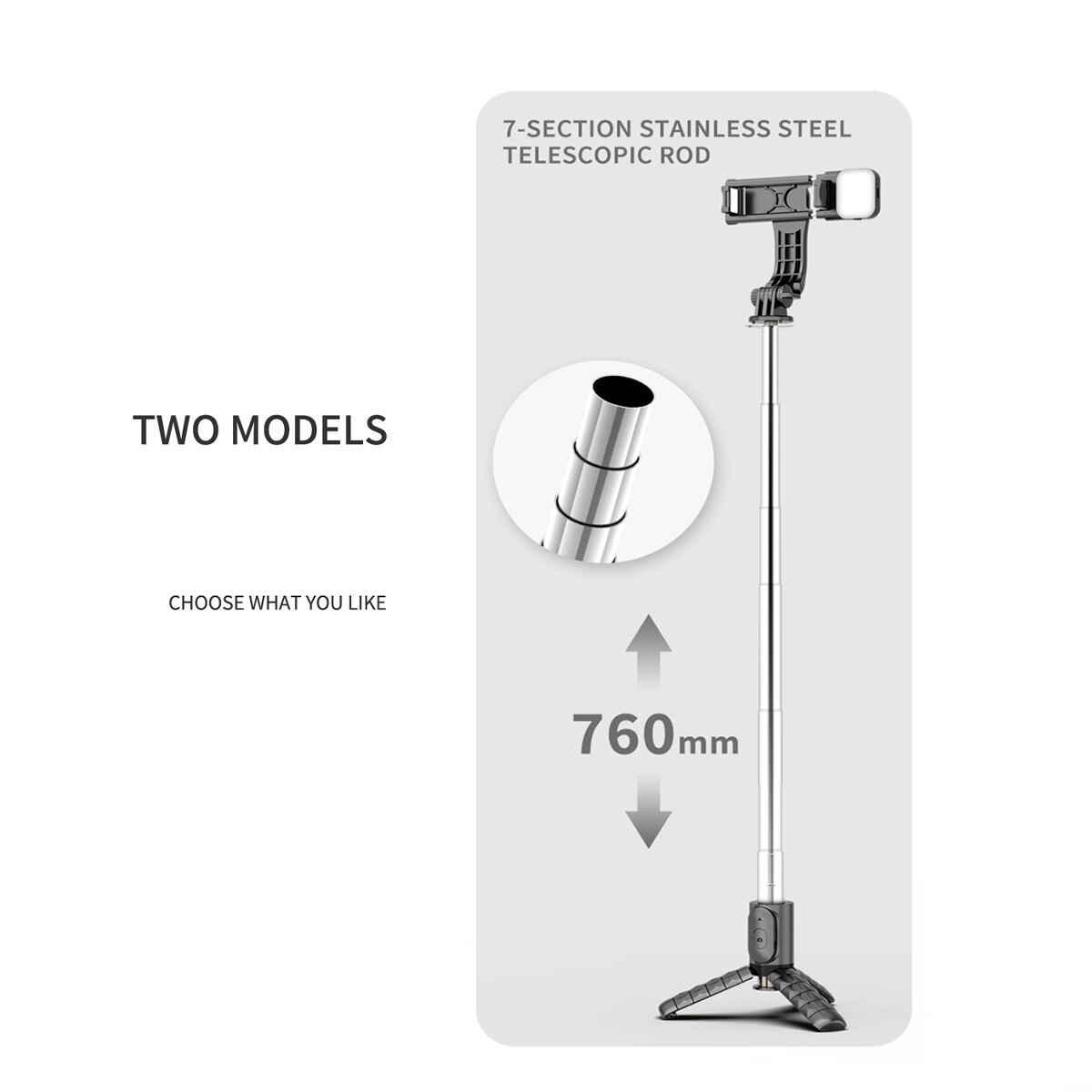 FANGTUOSI 152mm Mini Wireless bluetooth selfie stick Foldable mini tripod With Fill Light 360° Rotation Phone Stand Holder