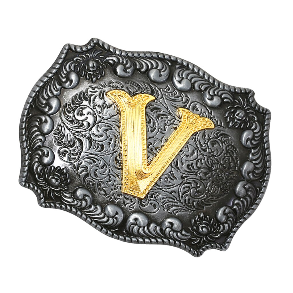 Men Western Cowboy Texas Rodeo Belt Buckle Jewelry Initial Letters A-Z Novelty Man Belt Buckle