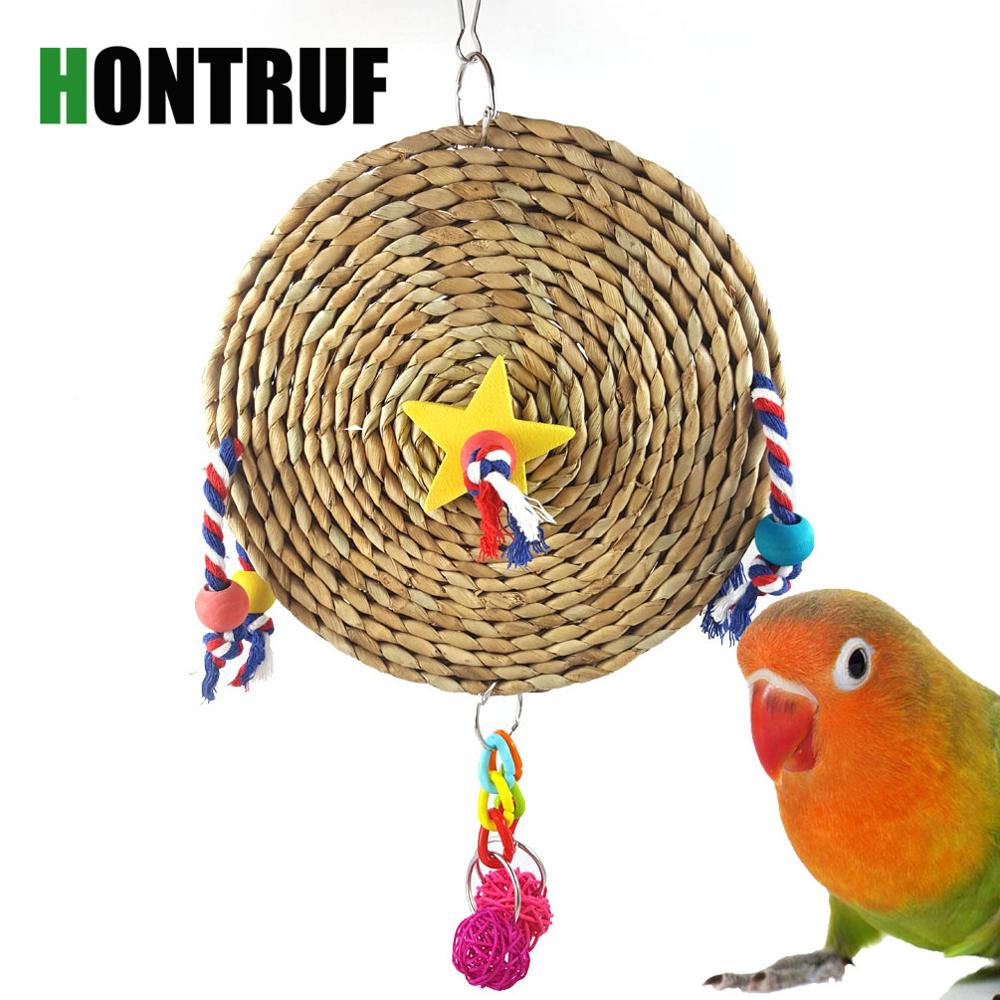 Parrot supplies bird toy scratching toy hand-knitted bite toy straw bite toy parrot supplies birdcage accessories pet supplies
