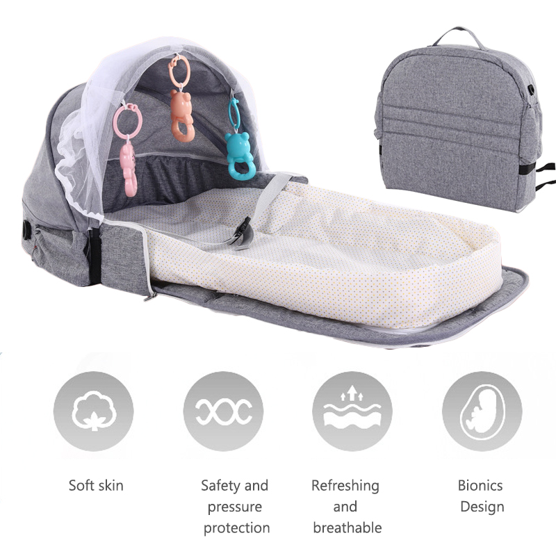 Bærbar baby seng åndbar rejse solbeskyttelse myggenet baby krybber til nyfødte multifunktions sammenklappelig baby reden seng
