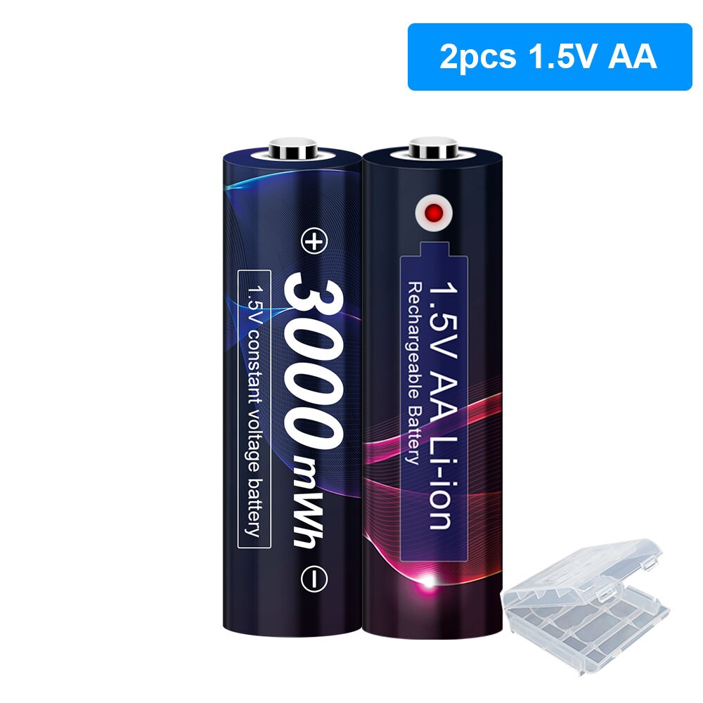 1.5V Rechargeable AA Battery 3000mWh Lithium-ion Batteries For Clock Toys Flashlight Remote Control Camera battery AA 1.5V: 2pcs AA