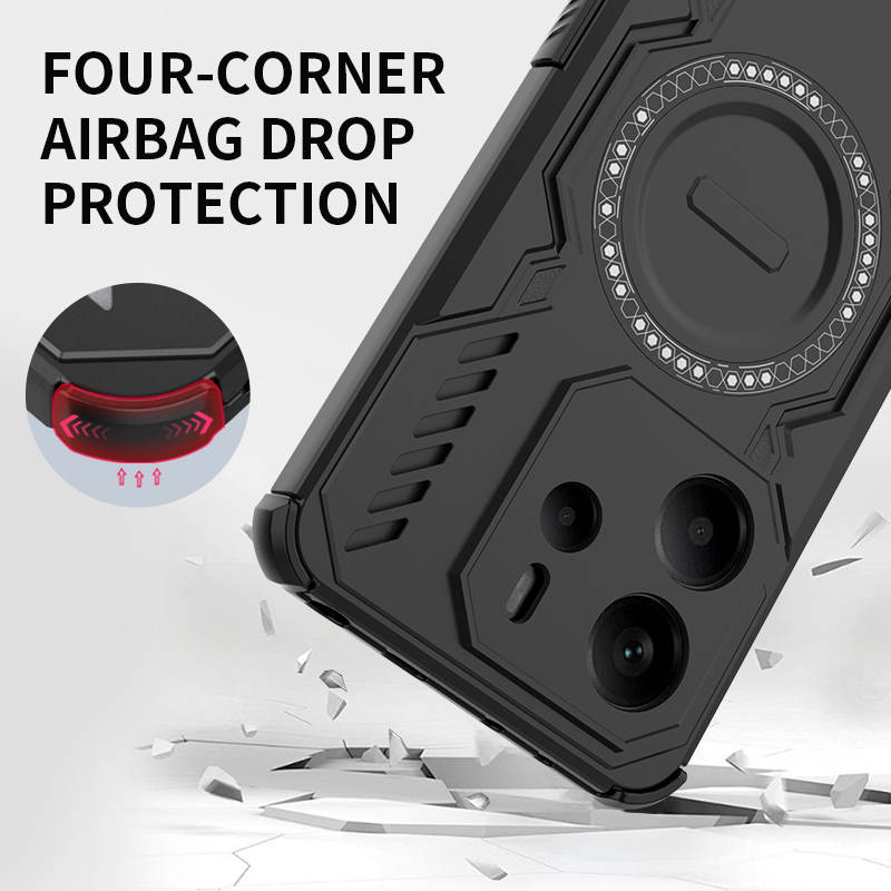 Magnetisk pansercover til redmi note 14 pro plus 14 4g 5g globalt cover stærk magnet magnetsikker anti-fald varmeafledningsskal