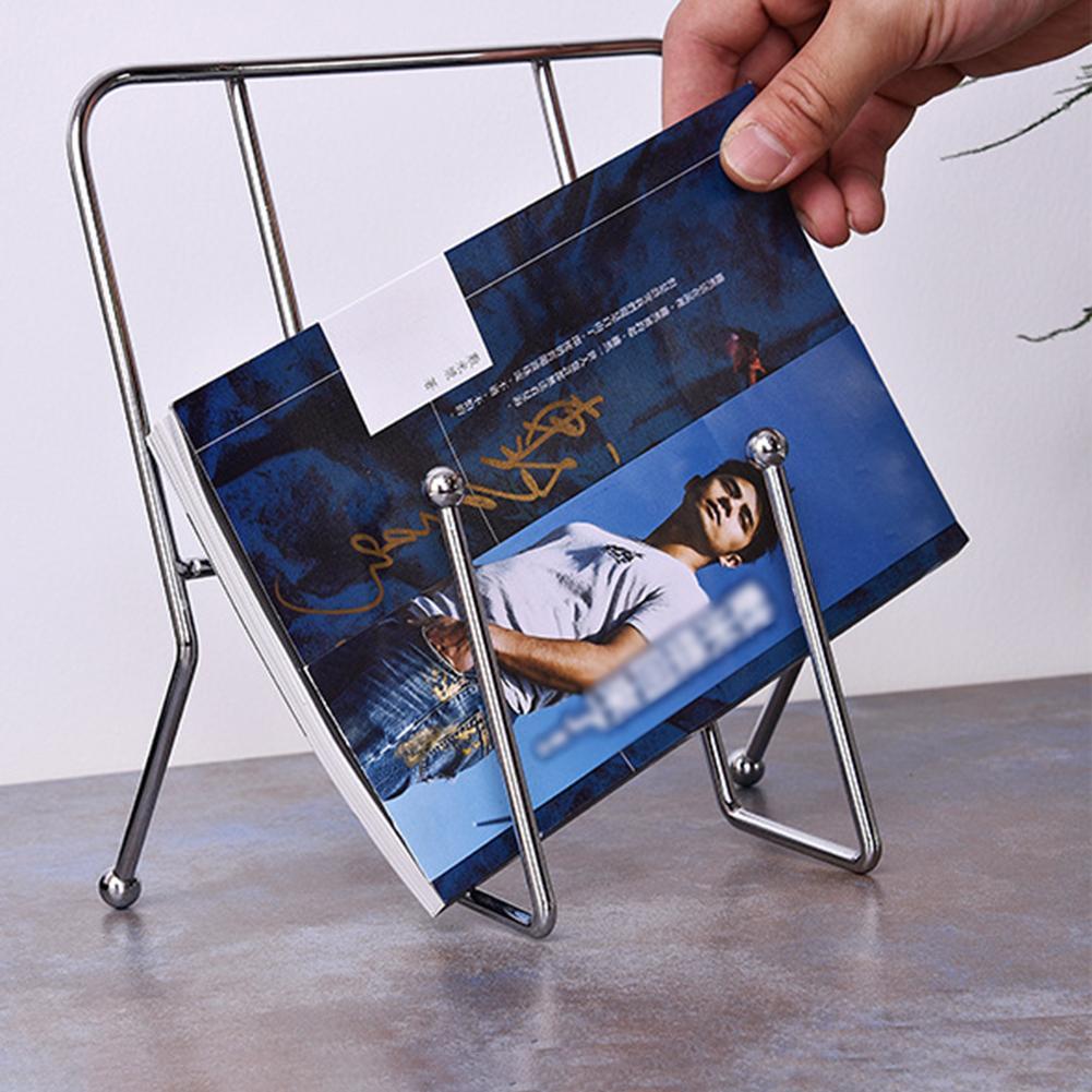 Simple Book Stand Wrought Iron Desktop Bookshelf Innovative Desk Photo Frame Bracket File Finishing Storage Rack Desk Organizer