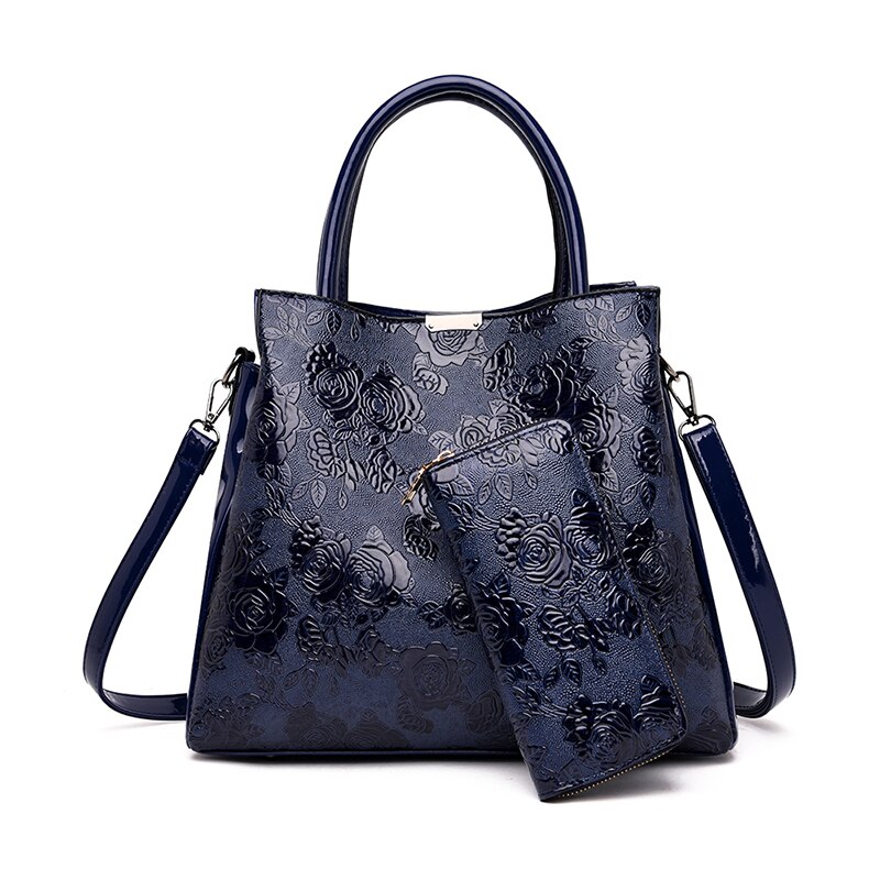 nouvelle de luxe sacs à main femmes sacs concepteur Rose impression sac fourre-tout sacs à bandoulière pour femmes voyage sac à main: Blue-2