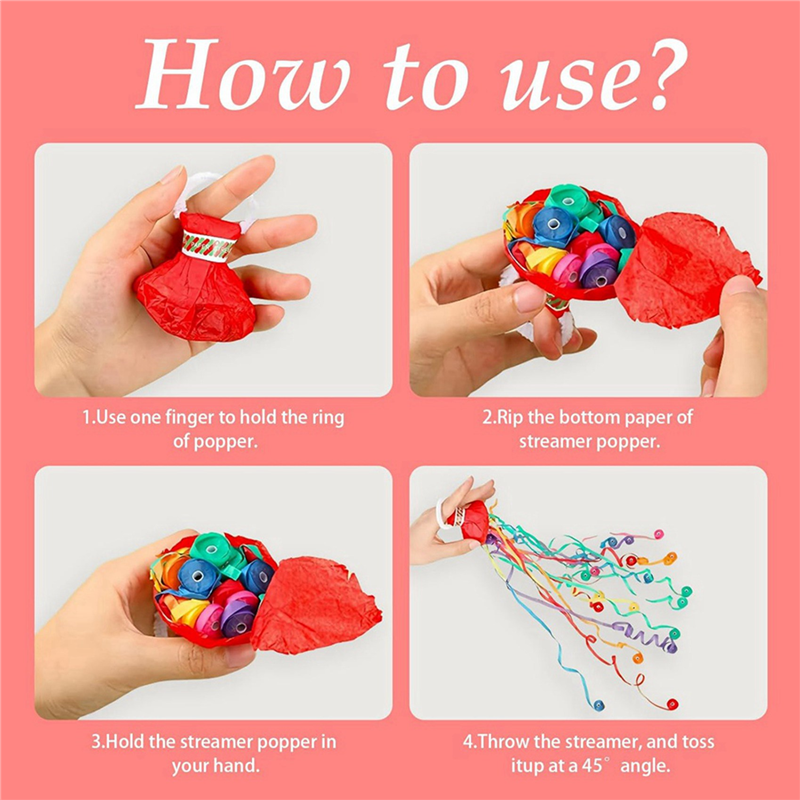 A69e30pack serpentinas Popper, serpentinas para lanzar a mano, confeti sin desorden, galleta de papel mágica para celebración, propuesta de cumpleaños