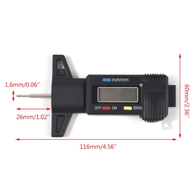 Car Tyre Tire Tread Depth Tester Gauge Digital LCD Display Caliper Thickness Meter Measurer Tool Monitoring System