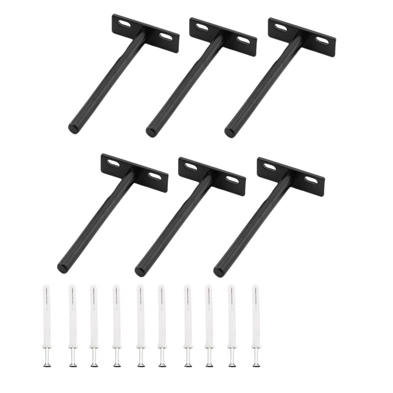 Soportes de estante flotante, estantería ciega oculta, soporte para estantes de madera en bruto, , 6 uds.: 125mm