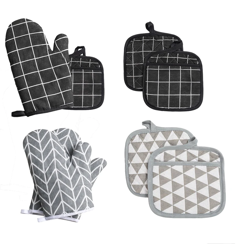 Juego de Guantes Térmicos resistentes al calor para cocina, almohadillas para ollas calientes, guantes para hornear, 2 piezas