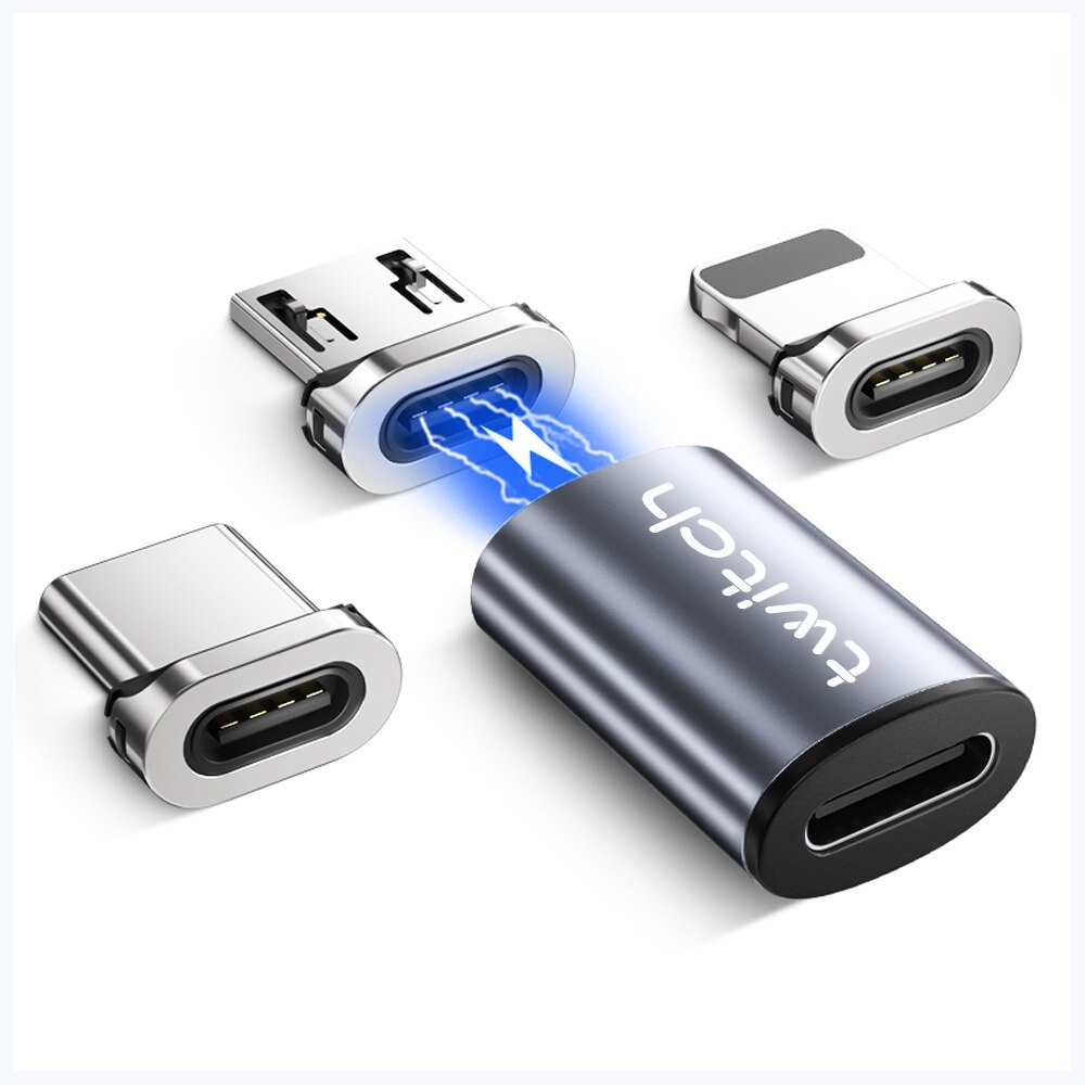 Twitch Type C Magnetic Adapter For iPhone Samsung Huawei xiaomi Type C Female To Micro Male USB Converter Magnet USB-C Connector: Type C to 3in 1