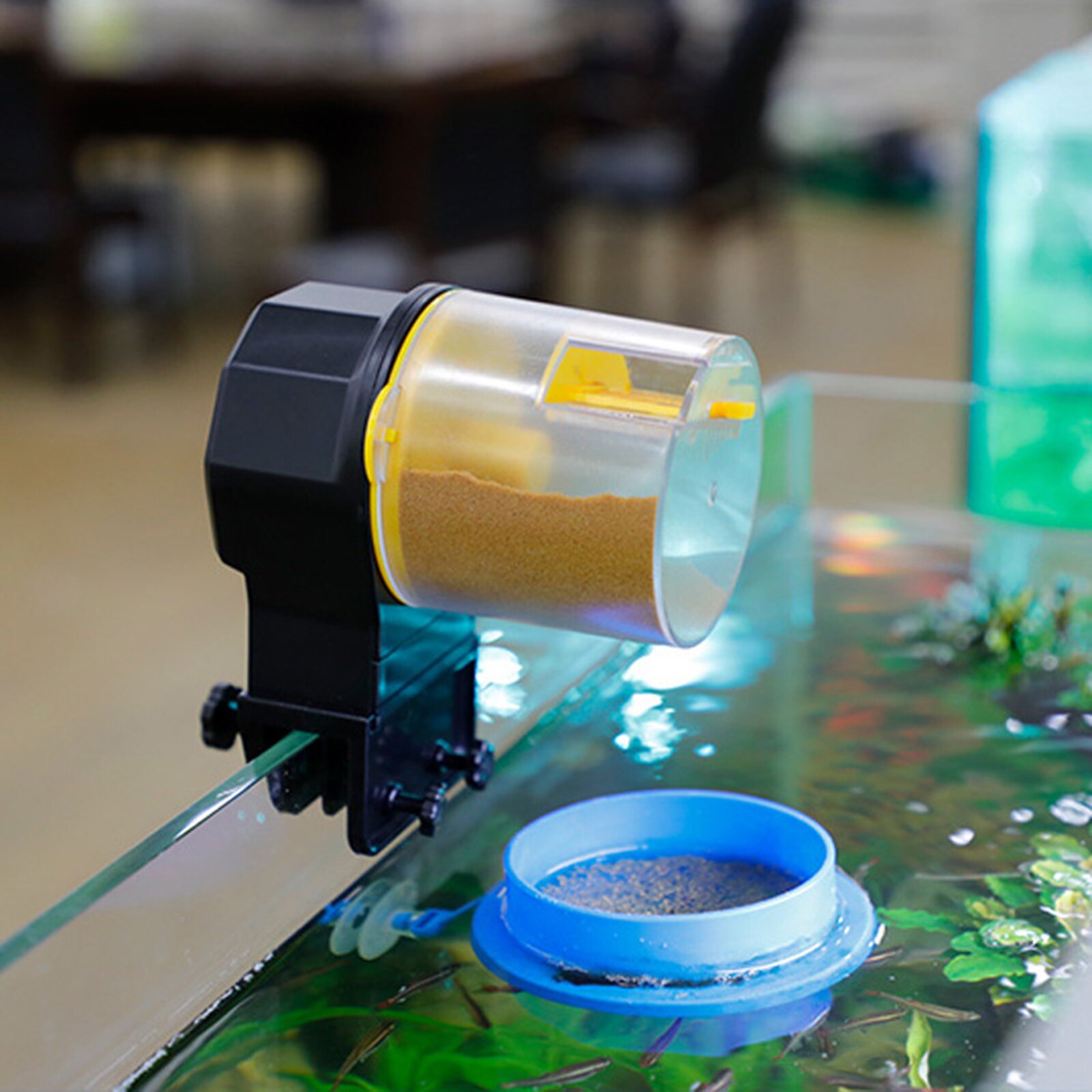 Alimentador automático de peces para acuario, alimentador de tanque, temporizador, dispensador de Comida para peces, vajilla para oficina y Casa, caja de acuario