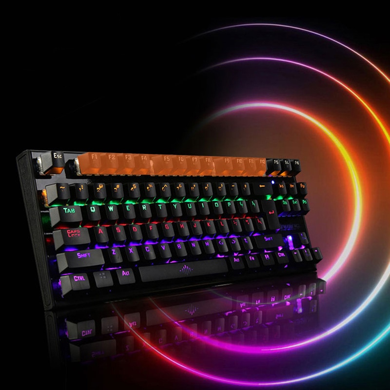 K28 Backlit Gaming Mechanical Keyboard Colorful LED USB Wired Game Keyboard 26 Keys Anti-ghosting Free Hand Care