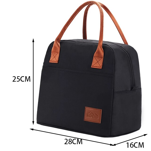 Aosbos Portable Cooler Lunch Bag Thermal Insulated Travel Tote Bags Large Food Picnic Lunch Box Bag for Men Women Kids: M014-Black