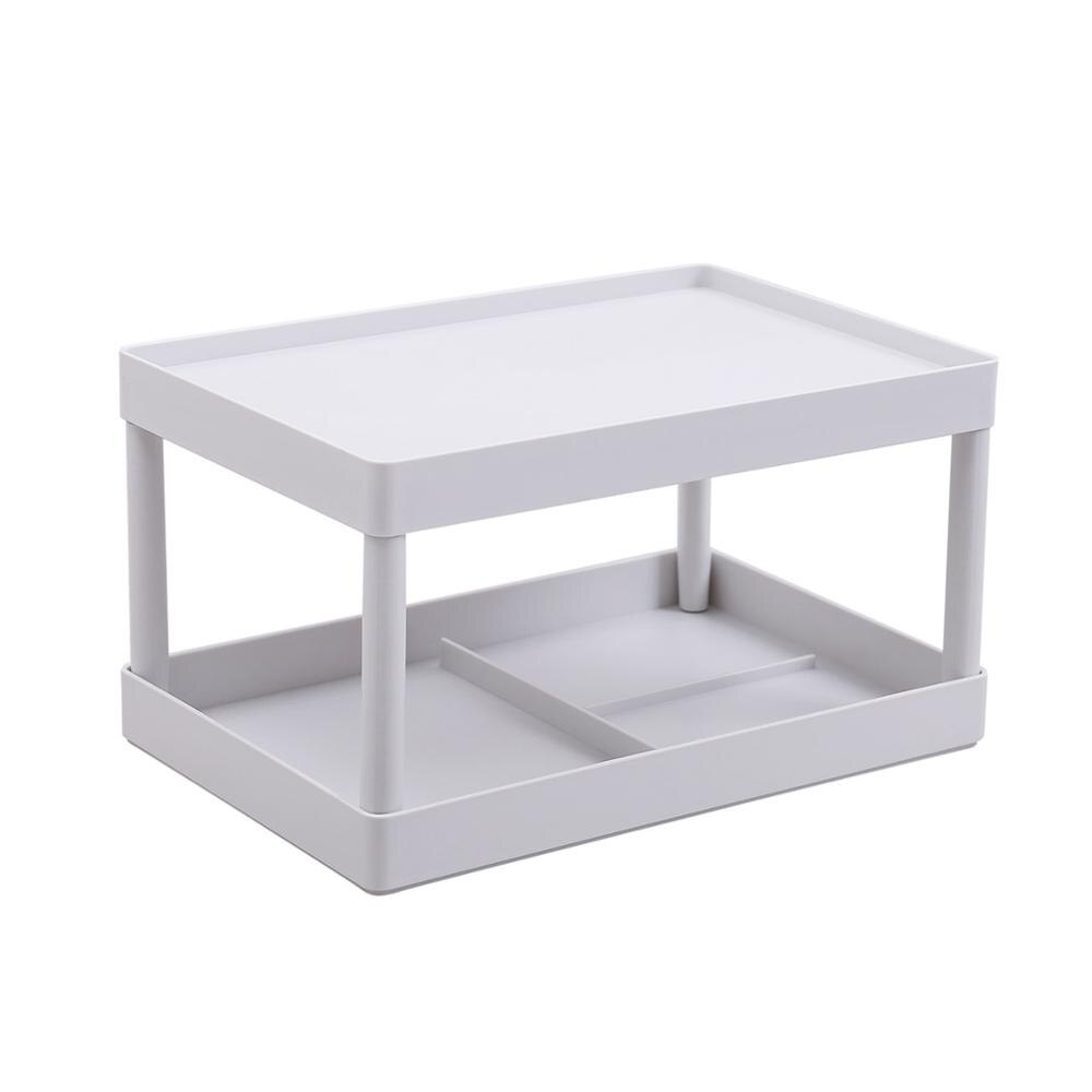 OTHERHOUSE Desktop Cosmetic Storage Rack Shelf Makeup Organizer Bathroom Kitchen Crute Storage Rack Multilayer Detachable: two layer gray