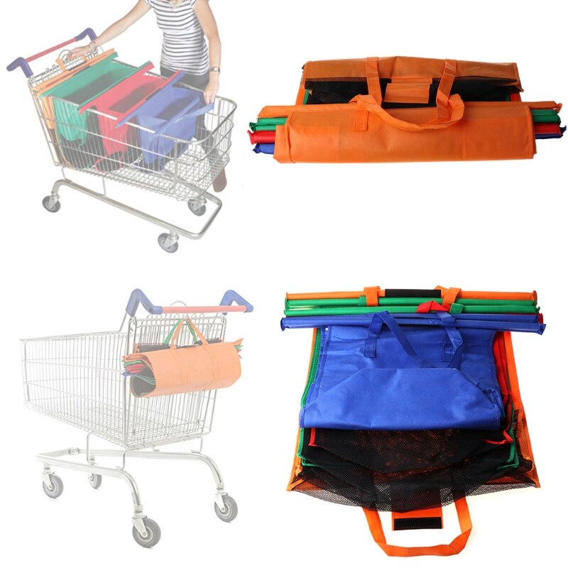 4- pack herbruikbare trolleytas boodschappentas voor winkelwagen of koude boodschappen 517d