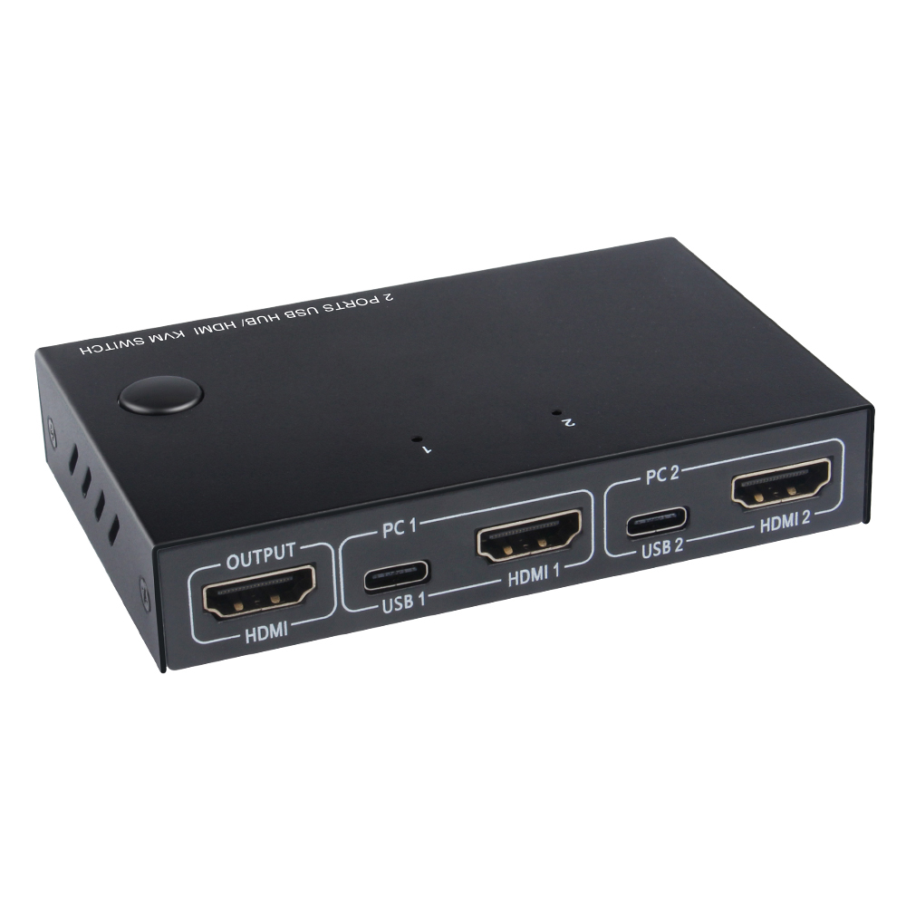 USB HDMI-compatible KVM Switch Box USB 2.0 Switcher Selector 2 Port PCs Sharing 4 Devices for Keyboard Mouse Printer Monitor: Default Title