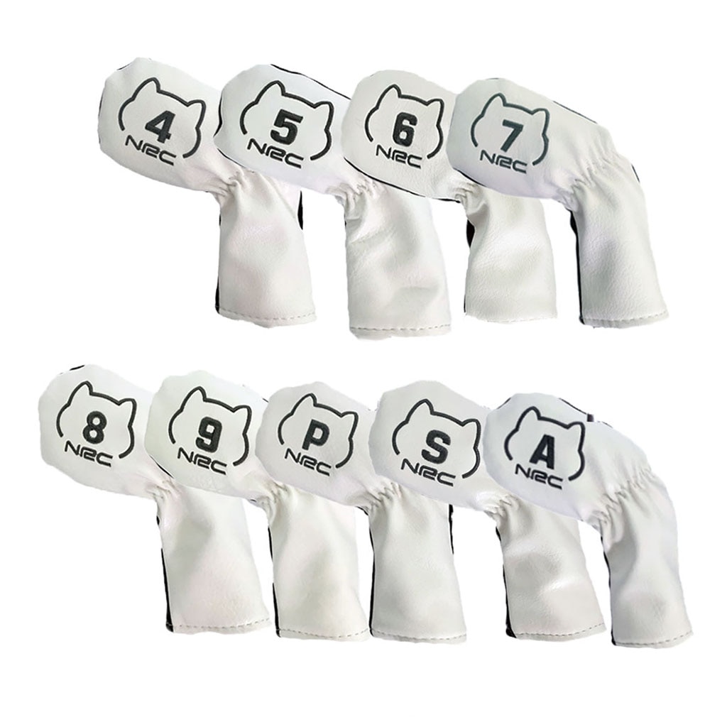 9 pçs/set Madeira Iron Head Covers Headcovers Covers Intercambiáveis Não. 4/5/6/7/8/9/P/S/A Madeira do Fairway do Golfe Capa Headcovers Híbridos