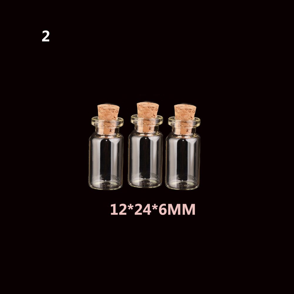1/10 sztuk 2/3/10ml wyczyść fiolki szklane butelka wiadomości puste małe butelka życzeń z korek puste przezroczyste małe pojemniki: 12-24-6mm-3szt