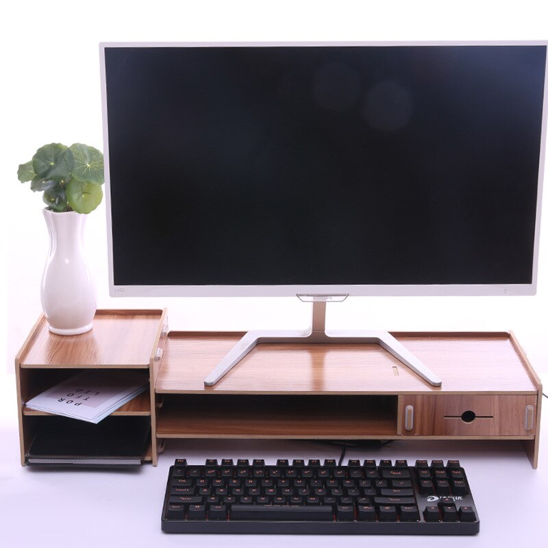 Monitor stativ monitor løft desktop arrangør pleje hals arbejdsplads arrangør tastatur hylde med skuffe