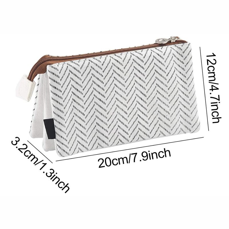 Angoo Grote Capaciteit Potlood Pen Case 3 Lagen Briefpapier Pouch Rits Cosmetische Tas Canvas Make Organizer Handtas