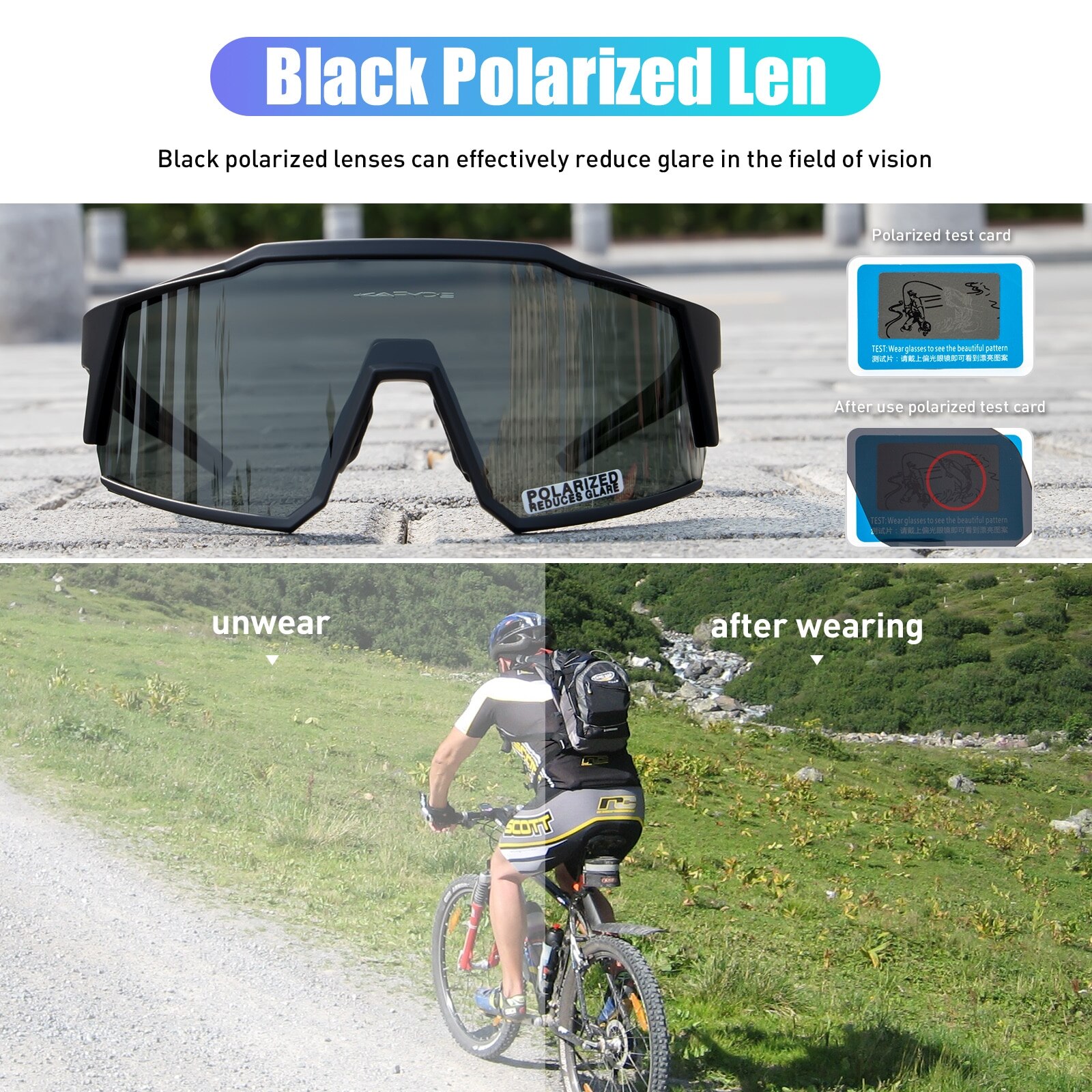 Kapvoe-Lunettes de soleil polarisées ultra légères pour le cyclisme, équipement de protection, VTT, vélo de route, sport, UV400