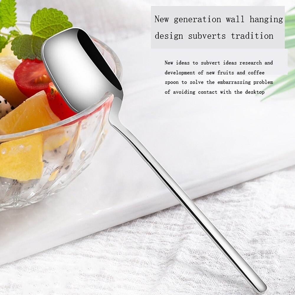 Long Handle Wall Hanging Spoon Stainless Steel Dessert Mixing Ice Cream Tea Coffee Spoon Stirring Spoon Tableware Party