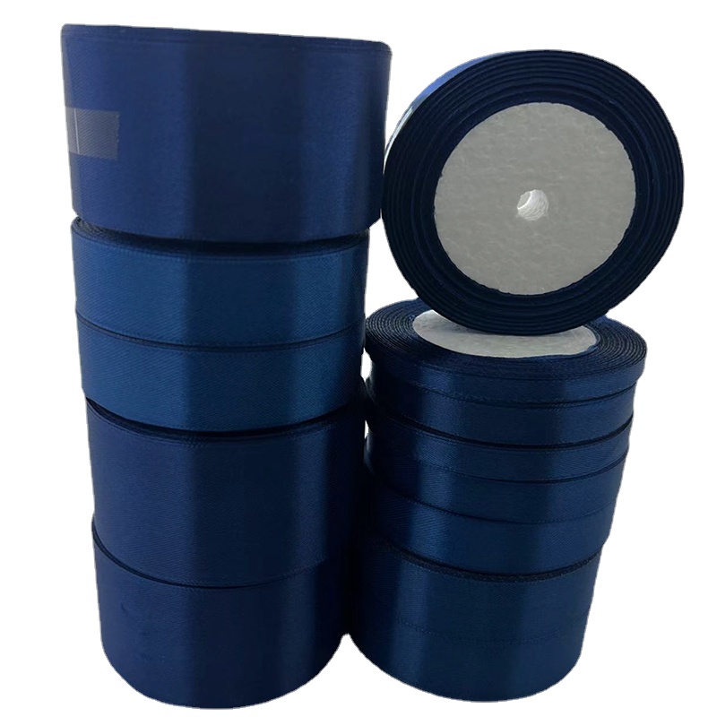 22 metros/rollo de cinta de raso de poliéster azul marino, decoración para de boda y graduación, cintas para envolver pasteles, accesorios para el cabello DIY, lazo
