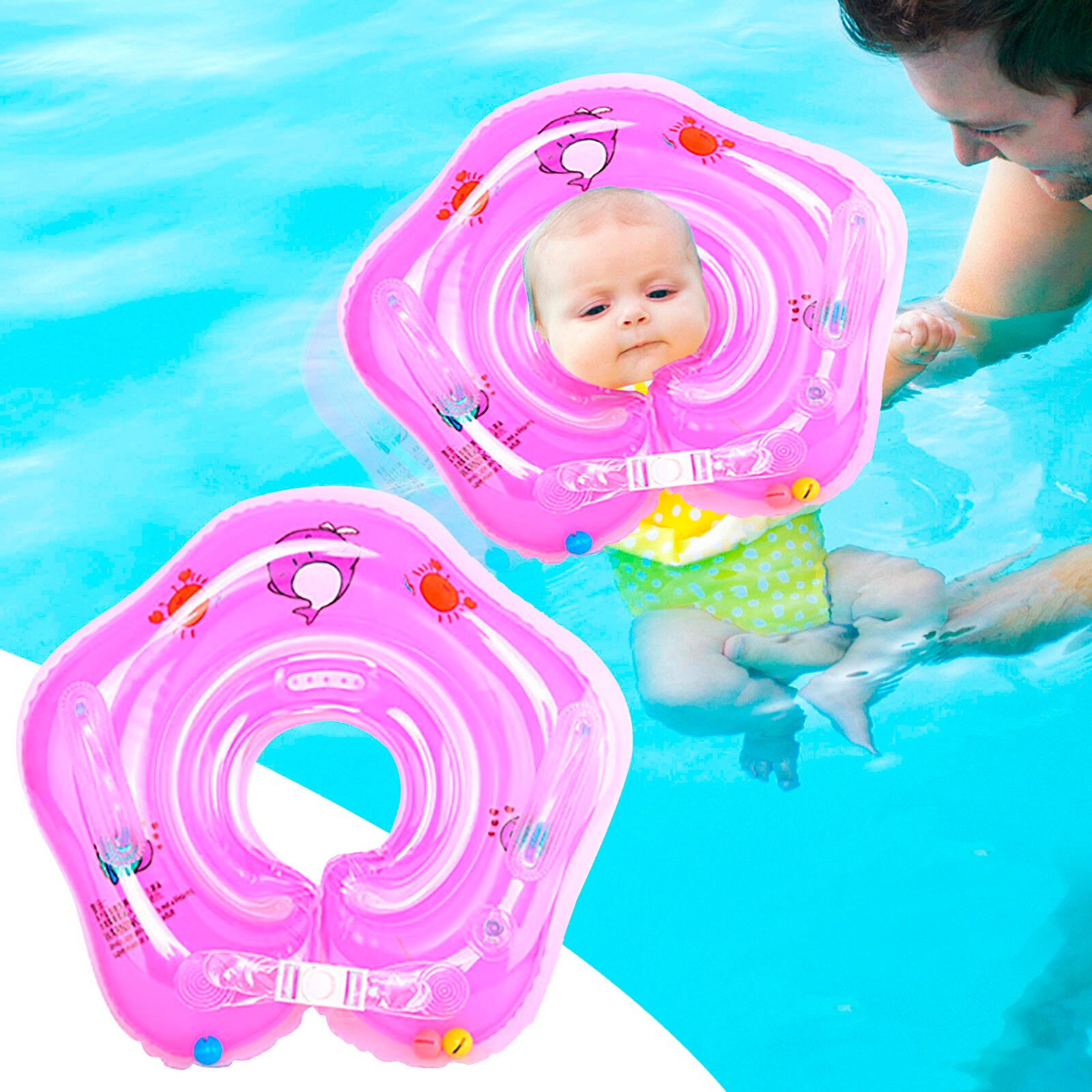 Baby Zomer Zwemmen Accessoires Hals Ring Buis Veiligheid Baby Float Zwemmen Cirkel Grote Dolfijn Opblaasbare Slang Voor Kids Bathing Fe: Default Title